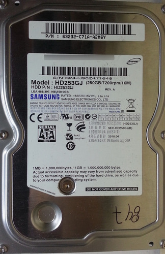 Disco Samsung Hd253gj 250gb 3.5 Sata - 847 Recuperodatos