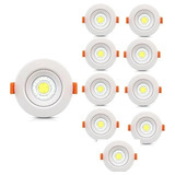 Kit 10 Spot Led 3w Embutir Redonda Direcionável Teto Sanca