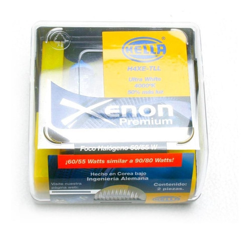 Foco H4 Luz Blanca Tipo Xenon Premium 60-55w 2 Focos Hella