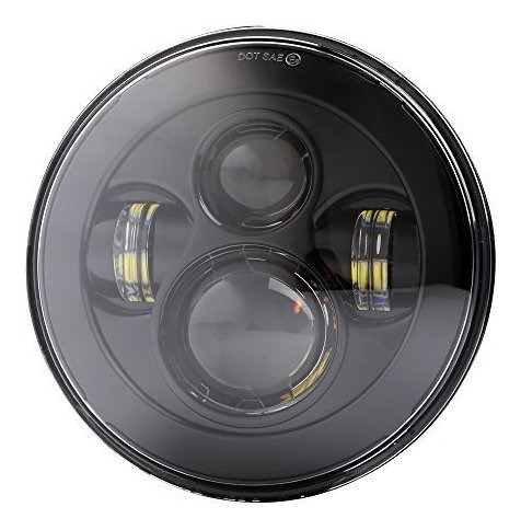 Dot Negro 7 Pulgadas Led Faro Para Road King Fatboy Ultra Cl