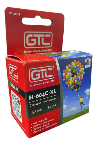 Cartucho De Impresora 664 Xl Color Gtc Compatible Hp 21ml