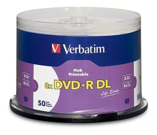 Dvd+r Dl Doble Capa Verbatim Imprimible 8.5 Gb 8x Con 50 Pz