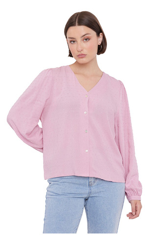 Blusa Mujer Plumeti Palo Rosa Corona