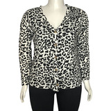 Cardigan Estampado Lã Plus Size Grande Animal Print Gordinha