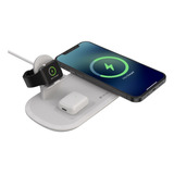 Estación Carga Inalámbrica 15w 3 En 1 iPhone-iwatch-AirPods Color Blanco