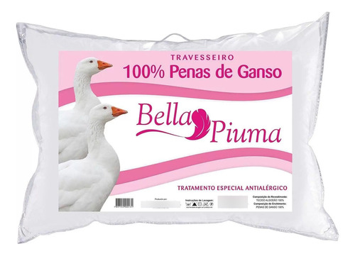 Travesseiro 100% Penas De Ganso 5001bp 50x70 Bella Piuma