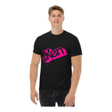 Polera Unisex Barbie Logo Ken Rosa Algodon Estampado