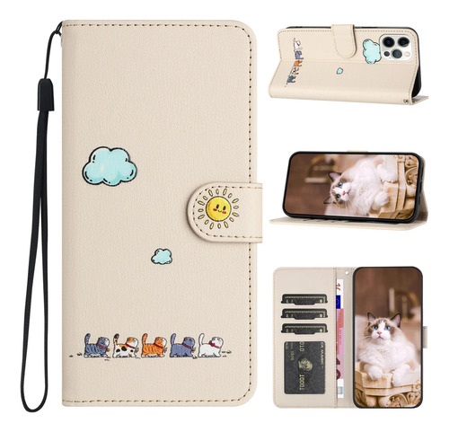 Funda Tipo Cartera Con Tapa De Piel De Dibujos Animados Para