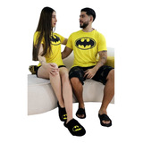 Pijama Dúo De Parejas Batman Short Y Camisa Cómoda Y Suave
