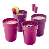 Set De 4 Vasos Aloha Tupperware Capacidad 470ml 