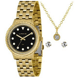 Kit Relógio Feminino Lince Dourado + Brinde Cor Do Fundo Lrg4703lko57p1kx