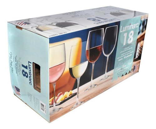 Juego De Copas Para Vino Luminarc, 18 Piezas 556ml Msi