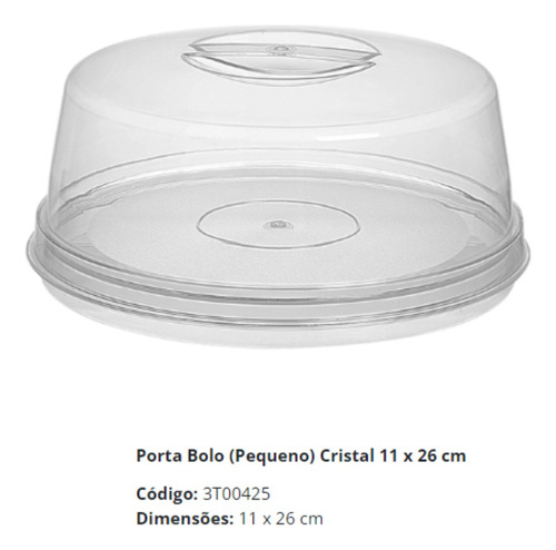 Porta Bolos Boleira Em Acrílico Pequeno Sem Pedestal