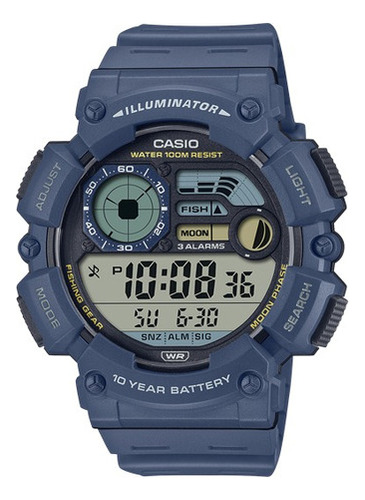 Reloj Casio Digital  Ws-1500h Datos Lunares Modo De Pesca Color De La Malla Azul