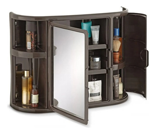 Gabinete Rimax Para Baño Con Espejo 3 Espacios Color Wengue