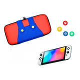 Estuche Mario + Vidrio T + Grips Compatible Con Switch Oled