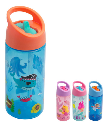 Garrafa Infantil Com Canudo Rígido Retrátil Buba 380ml 18m+