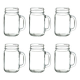 Set 6 Tarros Vaso Frasco Mason Jar Liso Vintage Vidrio 480ml