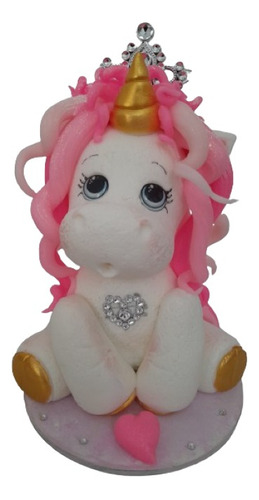 Adorno Para Torta Unicornio Princesa En Porcelana Fria