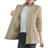 Gabardina Doble Capa Mujer Chaqueta Delgado Informal Otoño