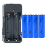 Carregador + 4 Bateria 18650 3.7v Recarregável Lanterna Led