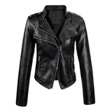 Chaqueta Rompeviento De Cuero Sintético Para Moto Para Mujer