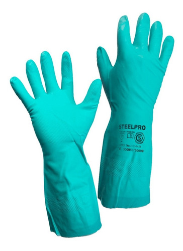 Guantes De Nitrilo Verde Flocado Steelpro