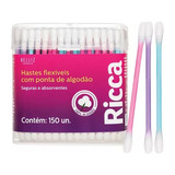 Hastes Flexíveis Ricca C/ Pontas De Algodão C/ 150 Un