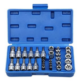 Juego De Dados Y Puntas 3/8 Torx, 34 Pz, Hembra Y Macho