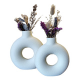 Florero Nordico Donut Moderno Texturado Set X2 Deco Dona 3d