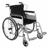 Silla De Ruedas Ligera Plegable Con Descansapies Color Negro