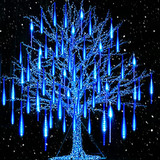 Luces Navidad Meteoros 576 Led Azul, 16 Tubos, Exterior