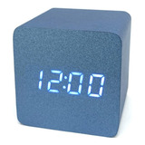 Reloj Despertador Cúbico Azul Oscuro Con Led Azul