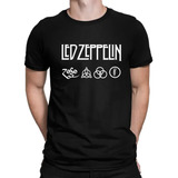 Led Zeppelin Banda Camiseta Negra Algodon Hombre Manga Corta