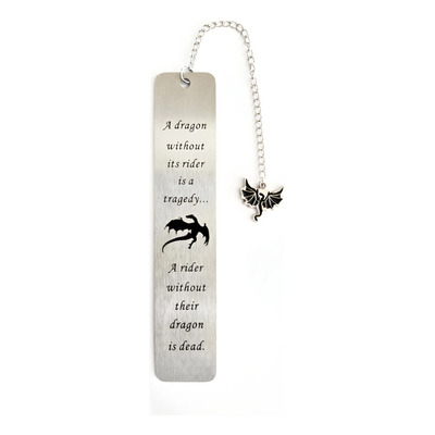 Separador De Libros Marcapáginas Metálico Jinete Dragón Plateado Four Wings