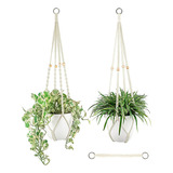 Juego De Colgador De Macramé Para Plantas Para Interiores, T