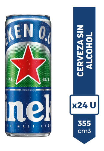 Cerveza Heineken Sin Alcohol 0.0% Lata 355ml Pack X24