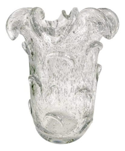 Vaso De Murano Transparente Gotas 24x18x18cm Decoração