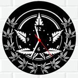 Relógio De Madeira Mdf Parede | Folha De Maconha 1 A