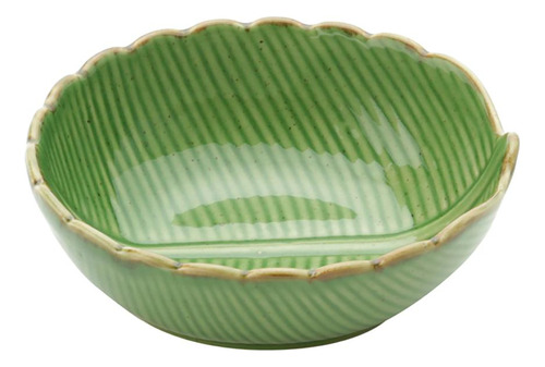 Centro De Mesa Lyor Banana Leaf Verde De Ceramica 11,5cm