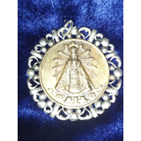 Antigua Medalla Virgen De Luján Plata 900 Y Oro 18 Enchapado