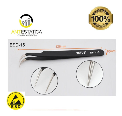 Pinza Antiestatica Curva Esd Vetus Original 