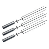 3 Espetos Tridente Inox Para Churrasqueira Grill Giratório