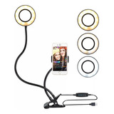 Aro De Luz Led Y Soporte  Para El Celular  3 Clips