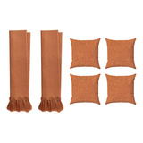 Kit 2 Mantas Para Sofá Em Linho Terracota + 4 Capas Almofada