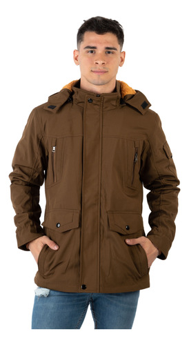 Parka Hombre Impermeable Capucha Desmontable