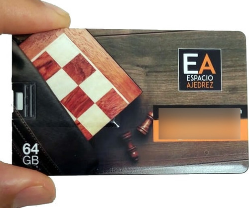 Pendrive 64 Gb Espacio Ajedrez Tamaño Tarjeta De Crédito 