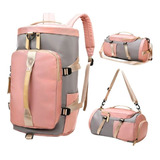 Bolsa De Lado Feminina Ideal Para Viagem Academia E Espaçosa Cor Rosa/cinza Desenho Do Tecido Liso