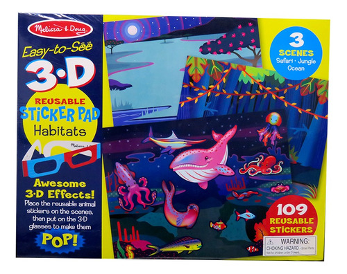 Habitats En 3d Block Stikers Reutilizables Con Lentes 3d