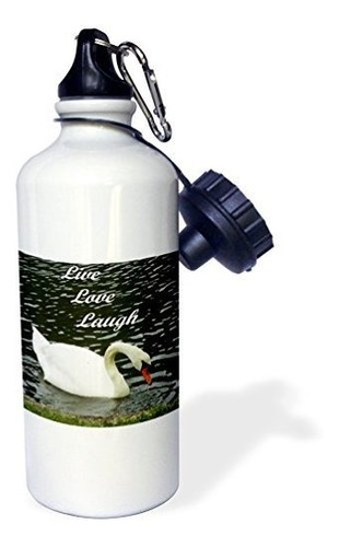 3drose Live Love Laugh Swan-sports Water Bottle, 21oz , 21 O